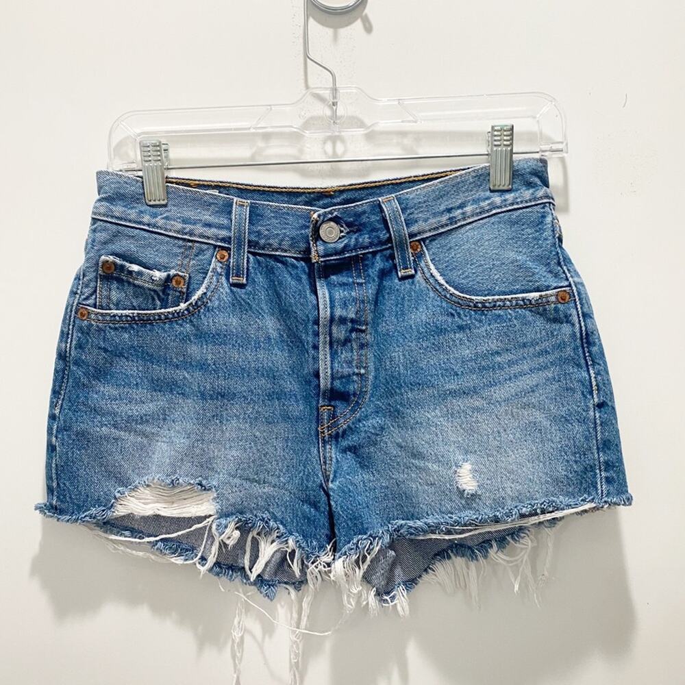 Levi's 501 shorts jean Denim Cut off Distressed Shorts size 25